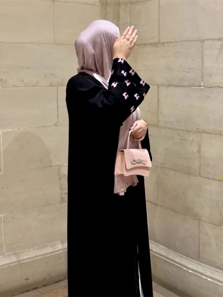 Ramadan Black Heart Abaya Dame - Embroidery Cotton Shirt ulasan dan harga