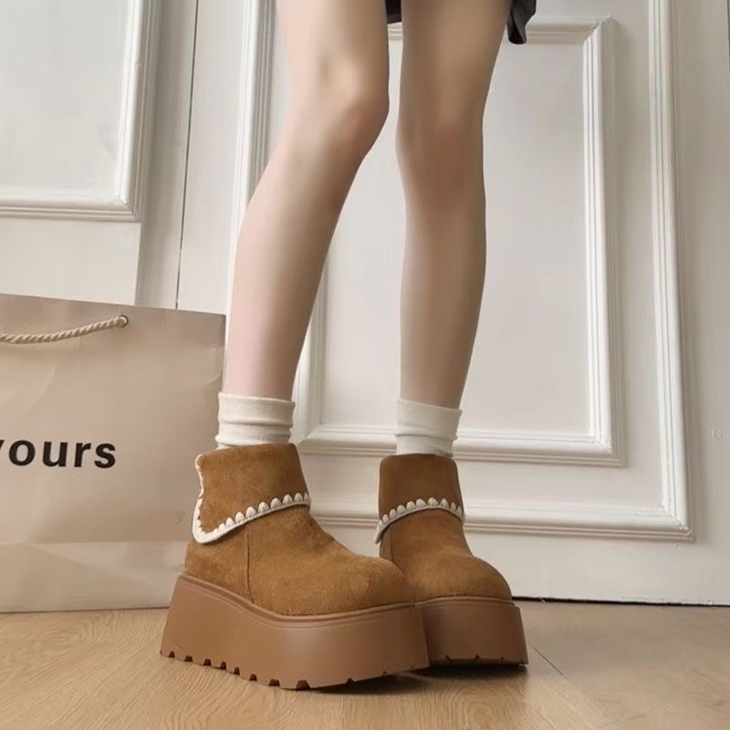 Embroidery Garments - Women Winter Platform Snow Boots Fleece