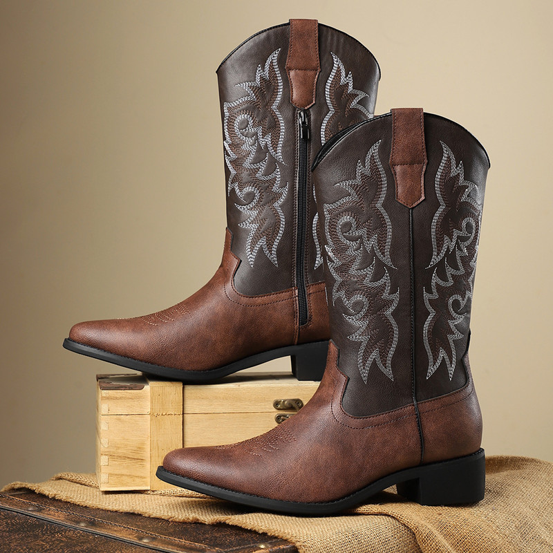 NEW Men High Boots Embroidery  - Embroidery Garments ulasan dan harga