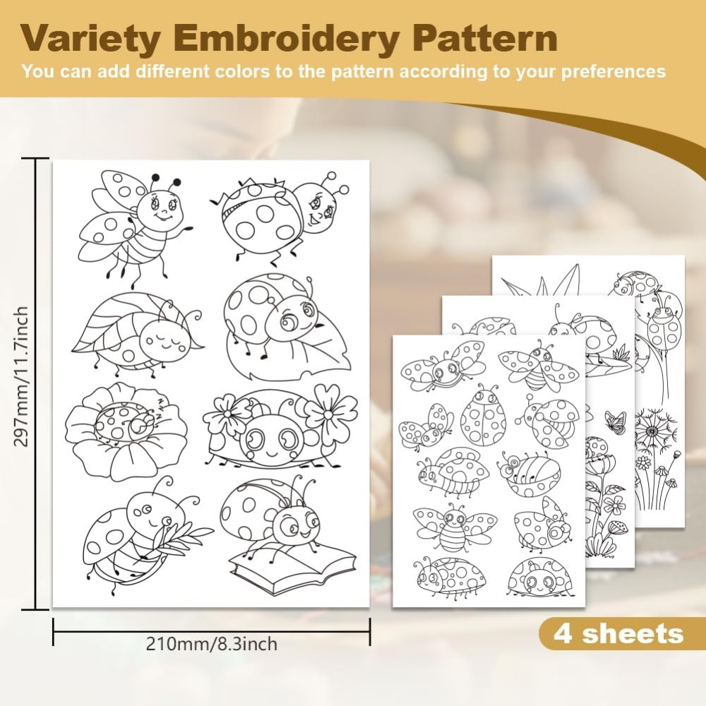 4 Sheets 11.6x8.2 Inch Stick a - Embroidery Lady Bug ulasan dan harga