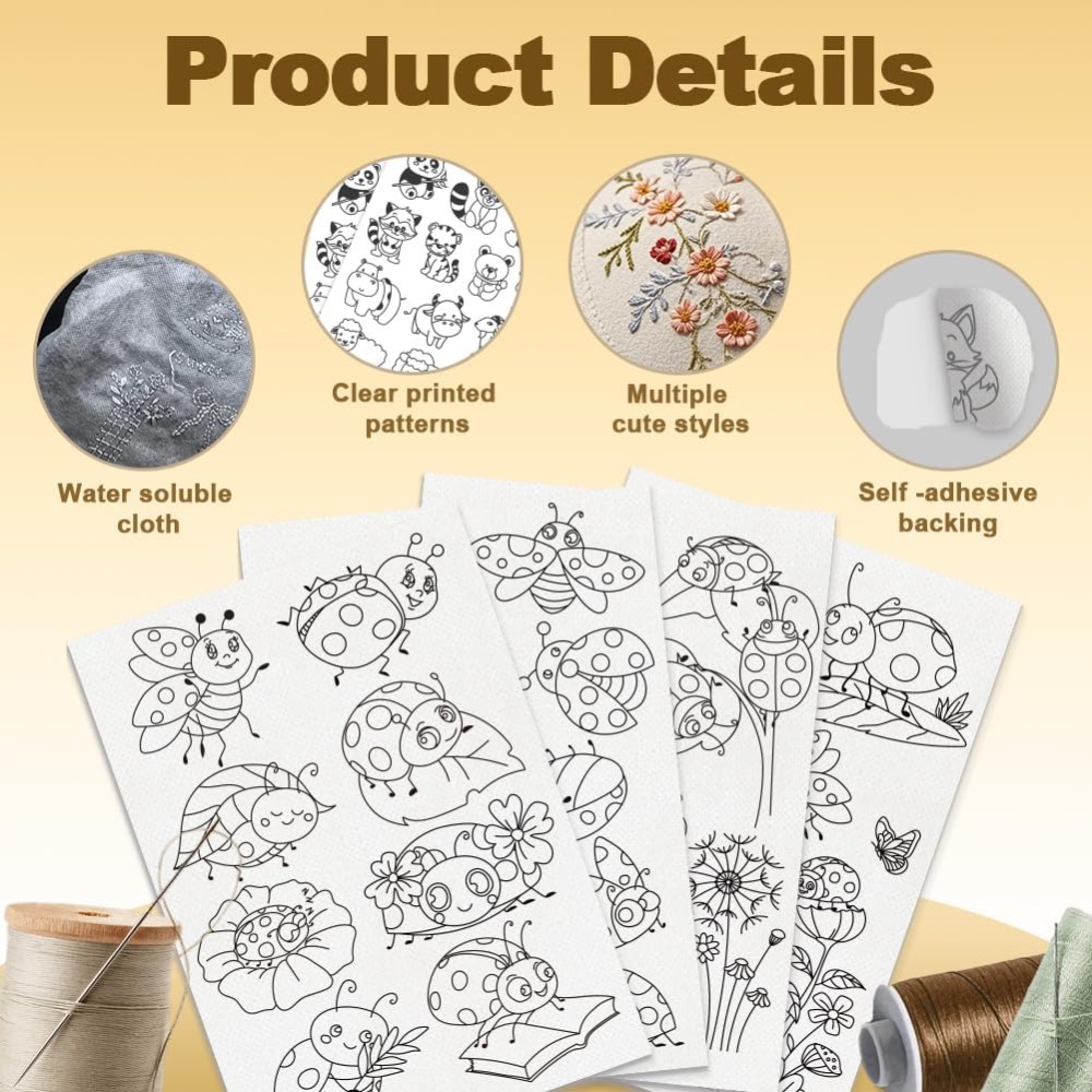4 Sheets 11.6x8.2 Inch Stick a - Embroidery Lady Bug ulasan dan harga