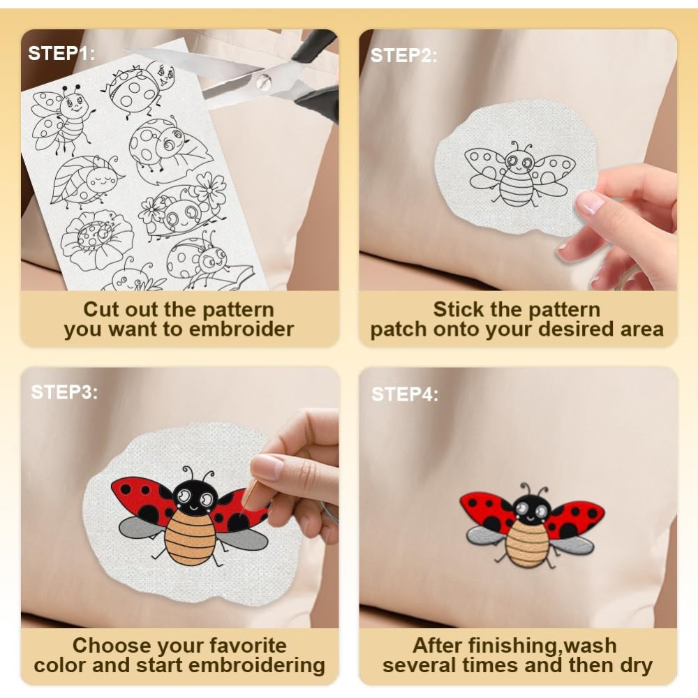 4 Sheets 11.6x8.2 Inch Stick a - Embroidery Lady Bug ulasan dan harga