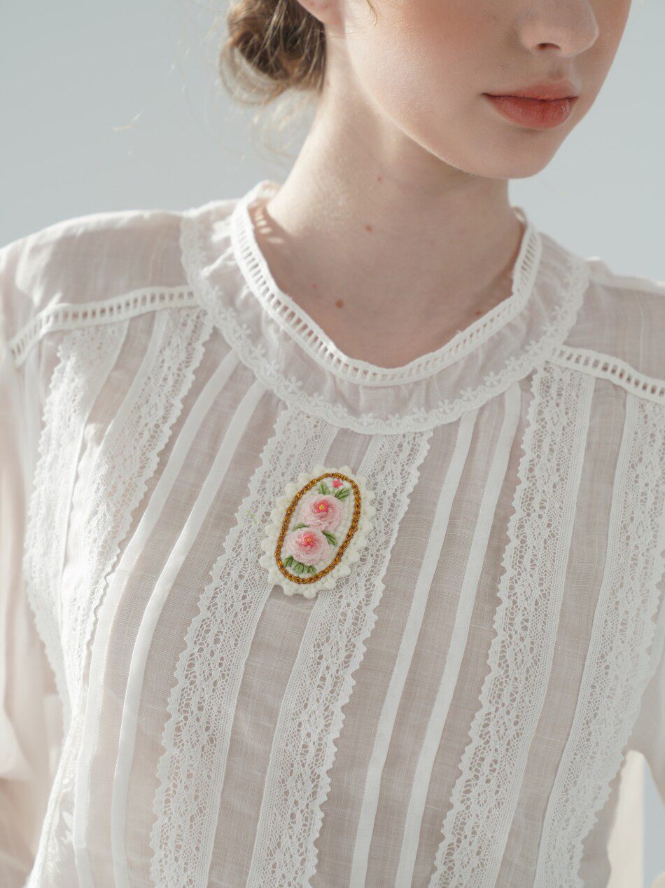 100cmBust 100%Ramie Thin White - Embroidery Rose ulasan dan harga