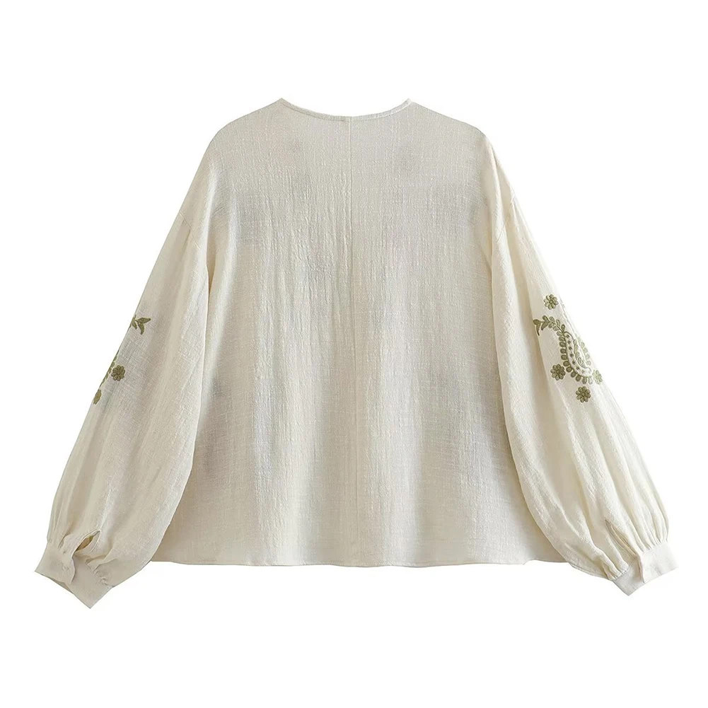 Womens New Loose Cotton Embroi - Embroidery Cotton Shirt ulasan dan harga