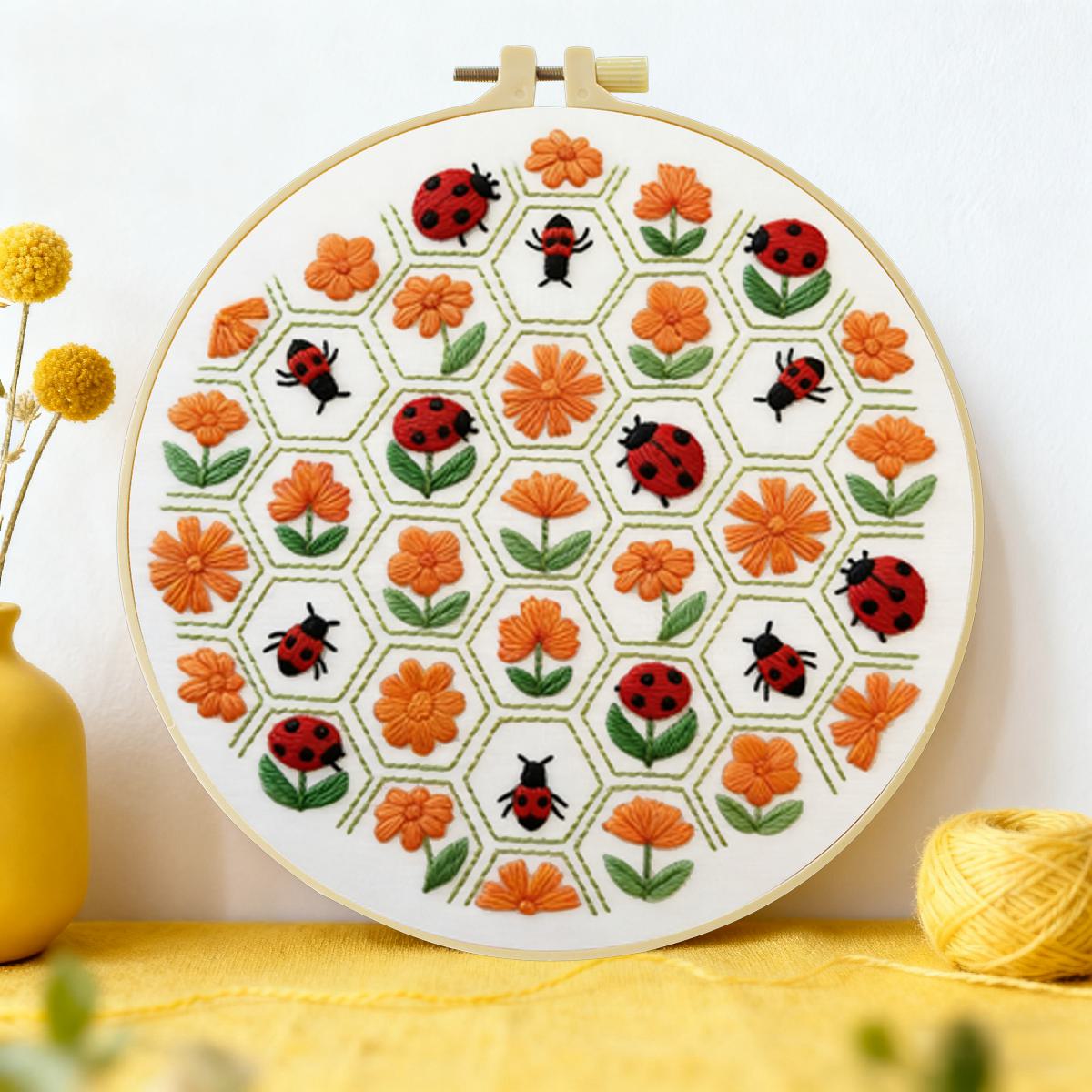 1pc 20X20CM/15X15CM 7.87/6.3in - Embroidery Lady Bug ulasan dan harga