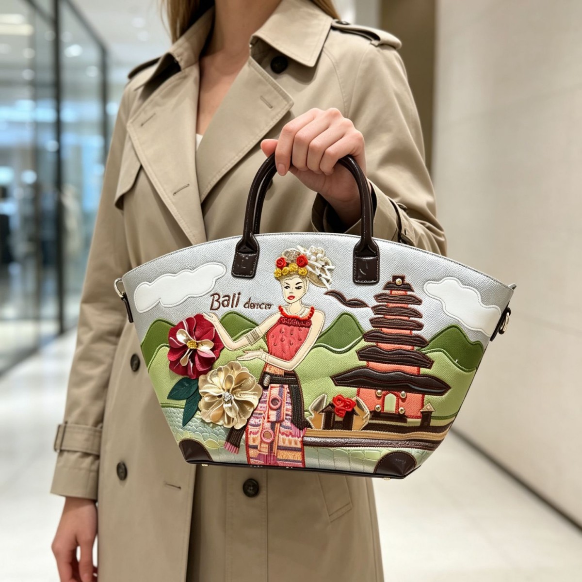 New women's bag with Bali danc - Embroidery Bali ulasan dan harga