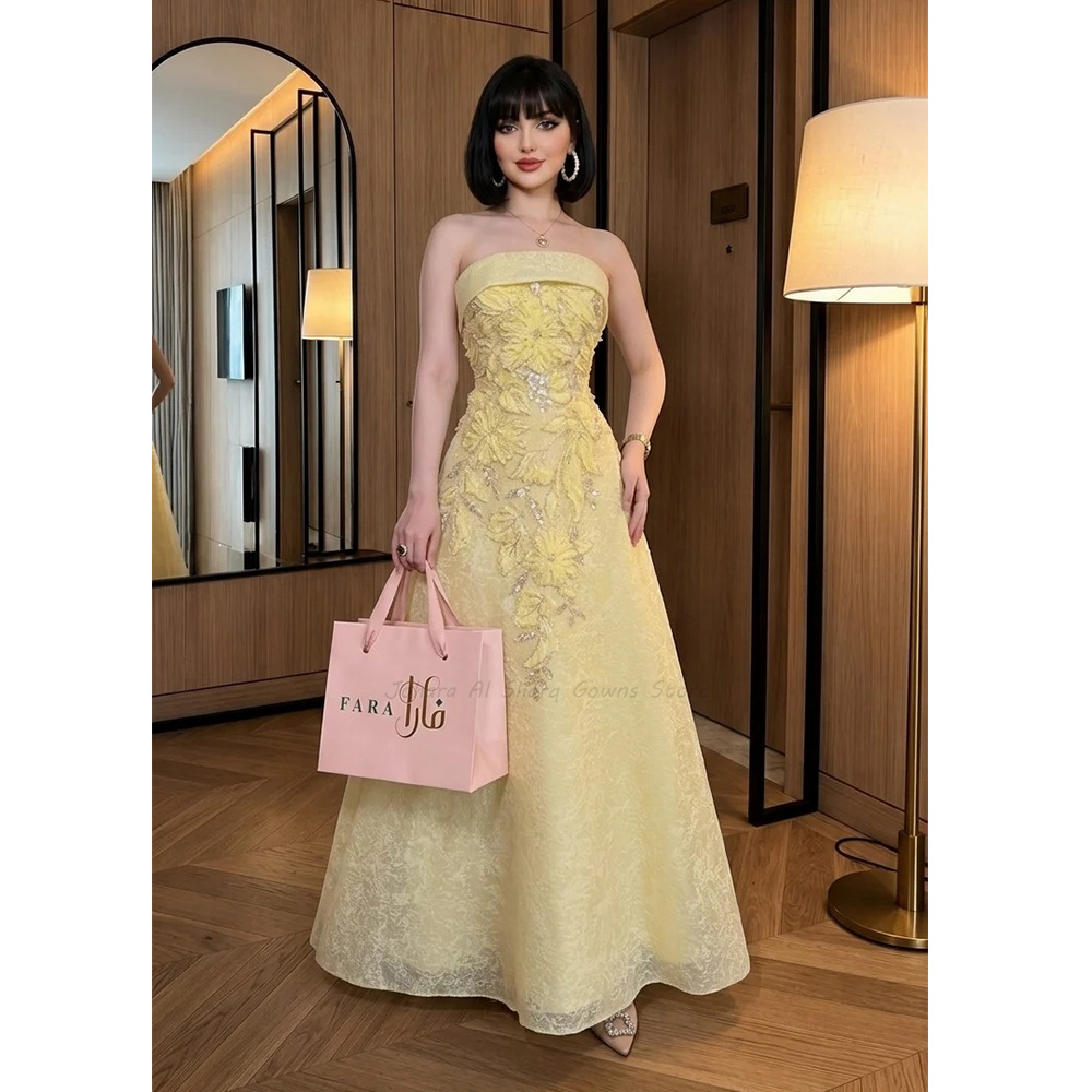 Pale Yellow A Line Evening Dre - Embroidery Yellow Dress ulasan dan harga