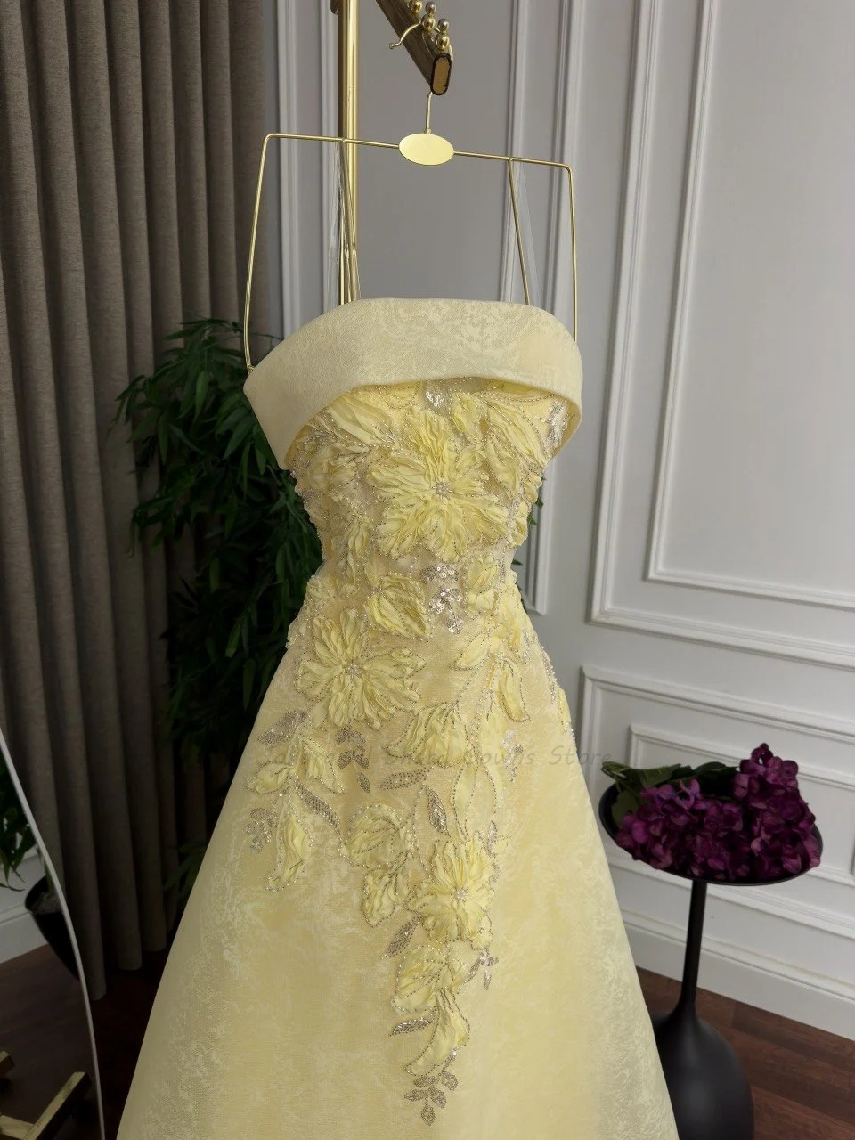 Pale Yellow A Line Evening Dre - Embroidery Yellow Dress ulasan dan harga