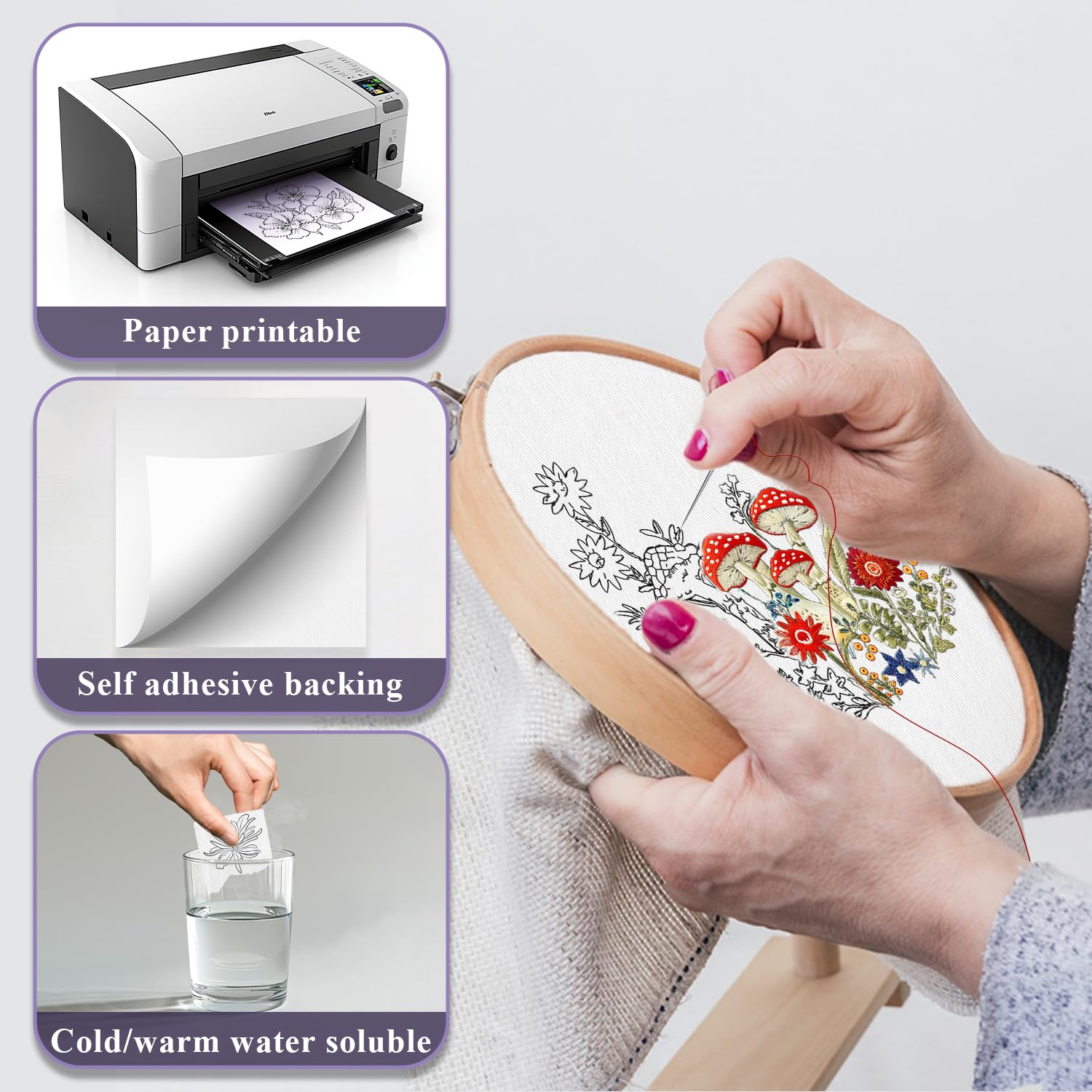 10/5Pcs Water Soluble Embroide - Embroidery Meaning ulasan dan harga